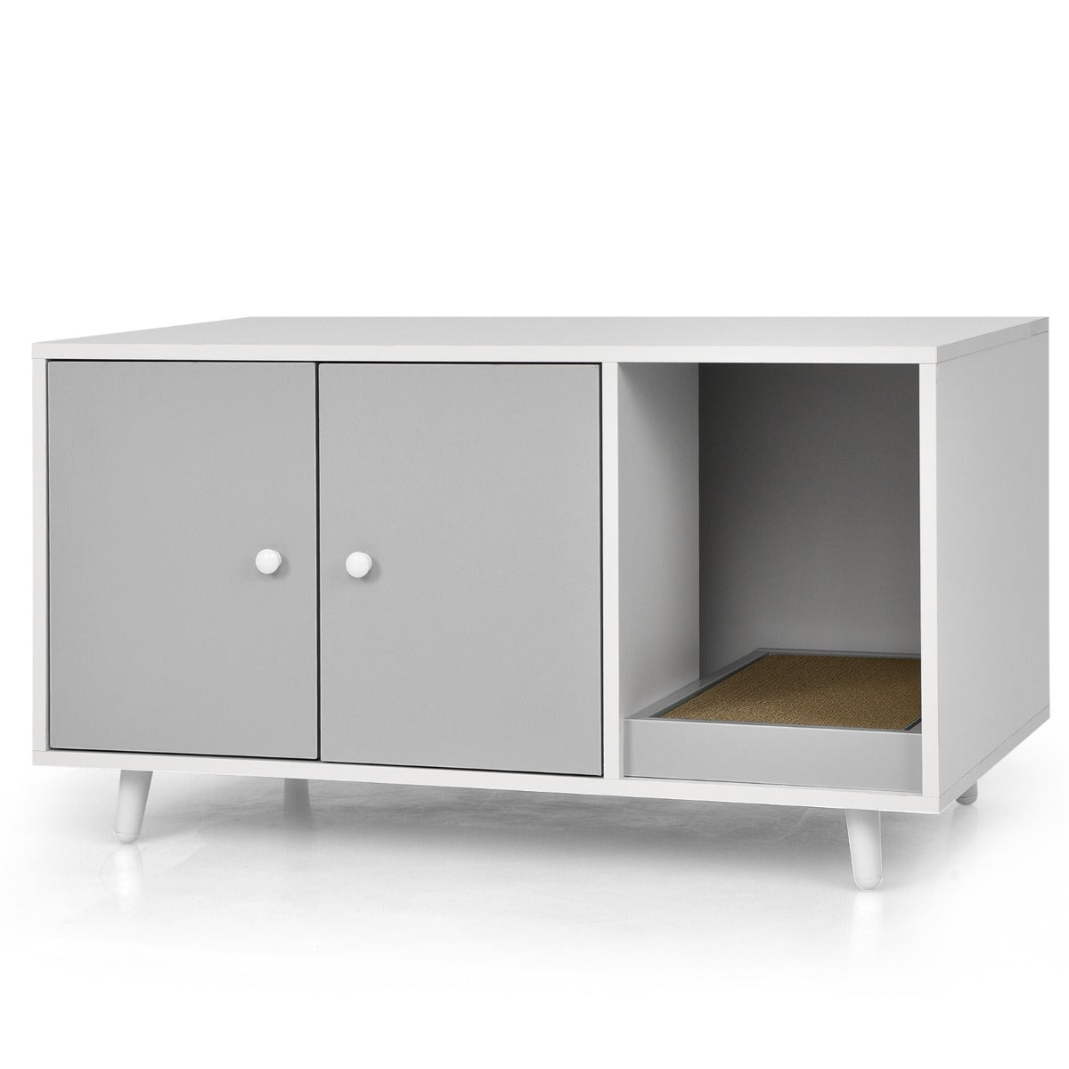 i – sidobord och kattskåp med skrapbräda Kattlåda Soffbord – 2 1 90 x 50 x 50 cm – Grå