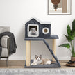 Hög – skrapstolpe med stor grotta och stege sisalstolpar Cat Tree Climbing – 90 cm – Grå