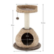 Litet – kattträd med grotta och naturlig sisal handgjord korg – Ø 48 x 70,5 cm – Brun
