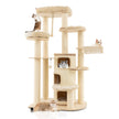 Träskrapstolpe – med kattgrotta och mattor boll hängrep Kattträd – 173 cm – Beige