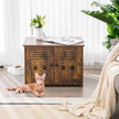 Cat – House kattsandlåda med dubbla lamelldörrar Kattskåp – 70 x 52 x 51 cm – Brun