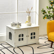 Kattsandlåda – Katthus med dubbla dörrar och fönster Dekorativ – Vit