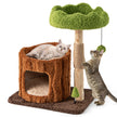 Skrapstolpe – katter kattträd med kattgrotta i form av trädhål +grön – 60 x 46 x 73 cm – Brun