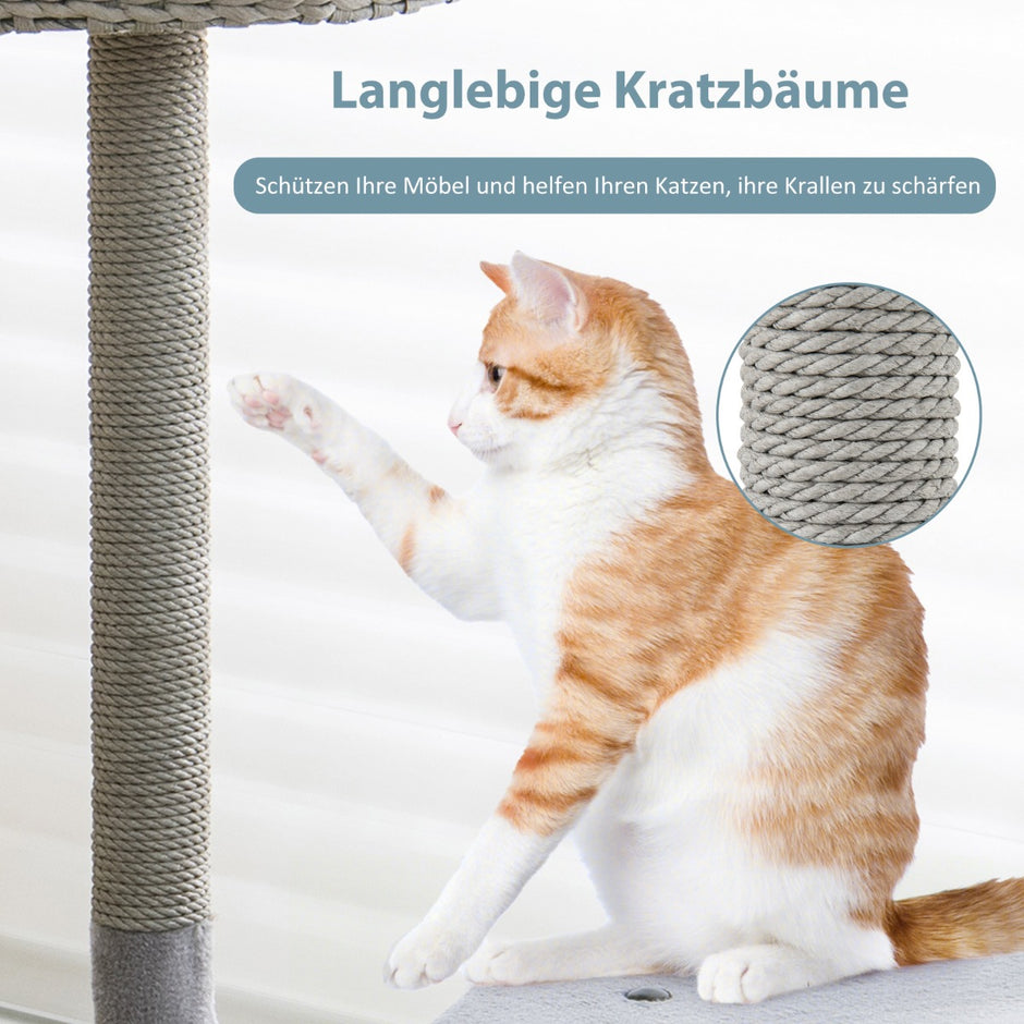 Inomhus – kattträd med böjd metallram nivå Cat Activity Center – 3 – Grå