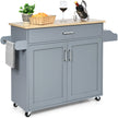 Kitchen – Island Cart Rullande förvaringsvagn Stort skåp + – 116 x 40 x 85 cm – Grå