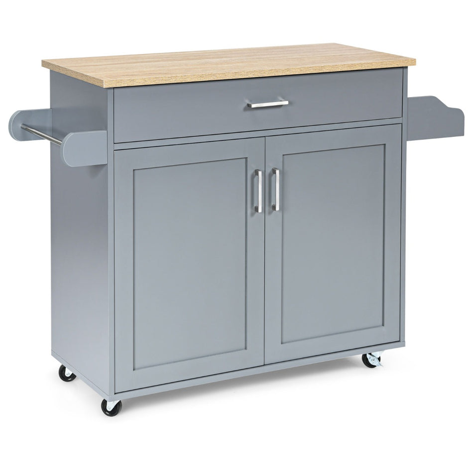 Kitchen – Island Cart Rullande förvaringsvagn Stort skåp + – 116 x 40 x 85 cm – Grå