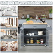 Kitchen – Island Cart Rullande förvaringsvagn Stort skåp + – 116 x 40 x 85 cm – Grå