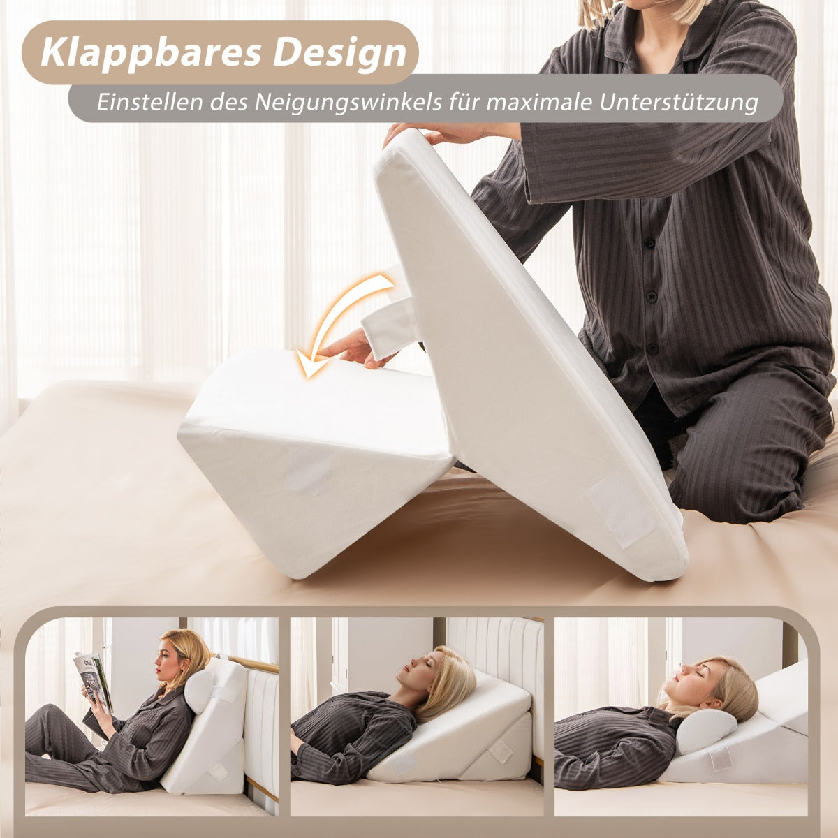 Multifunktionell – kilkudde med nackstöd Memory Foam Ryggkudde Off White – 57 x 30 x 53 cm – Vit