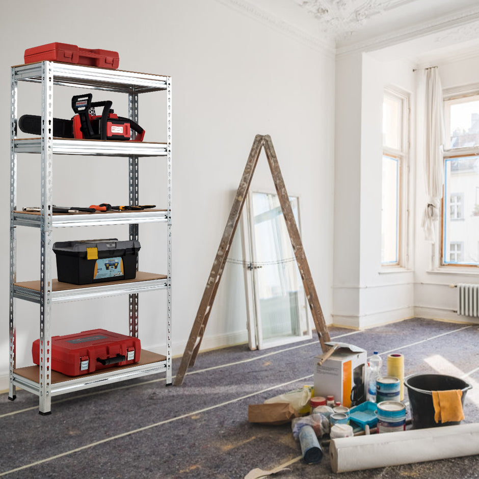Förvaringsställ – med justerbara hyllor Kraftigt upp till lastkapacitet – 5 500 kg 150 x 75 x 30 cm – Silver