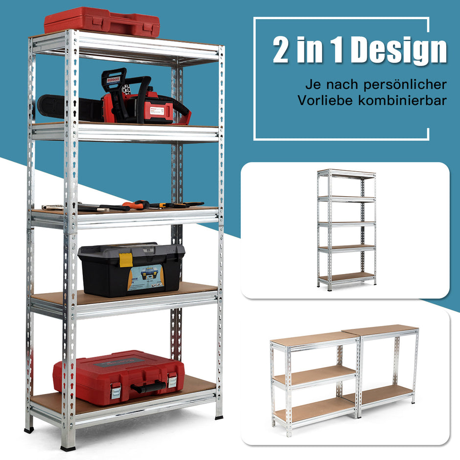 Förvaringsställ – med justerbara hyllor Kraftigt upp till lastkapacitet – 5 500 kg 150 x 75 x 30 cm – Silver