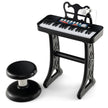 tangenter – Barnklaviatur Barnpiano Elektronisk med Pall Mikrofon och Musikställ – 37 – Svart