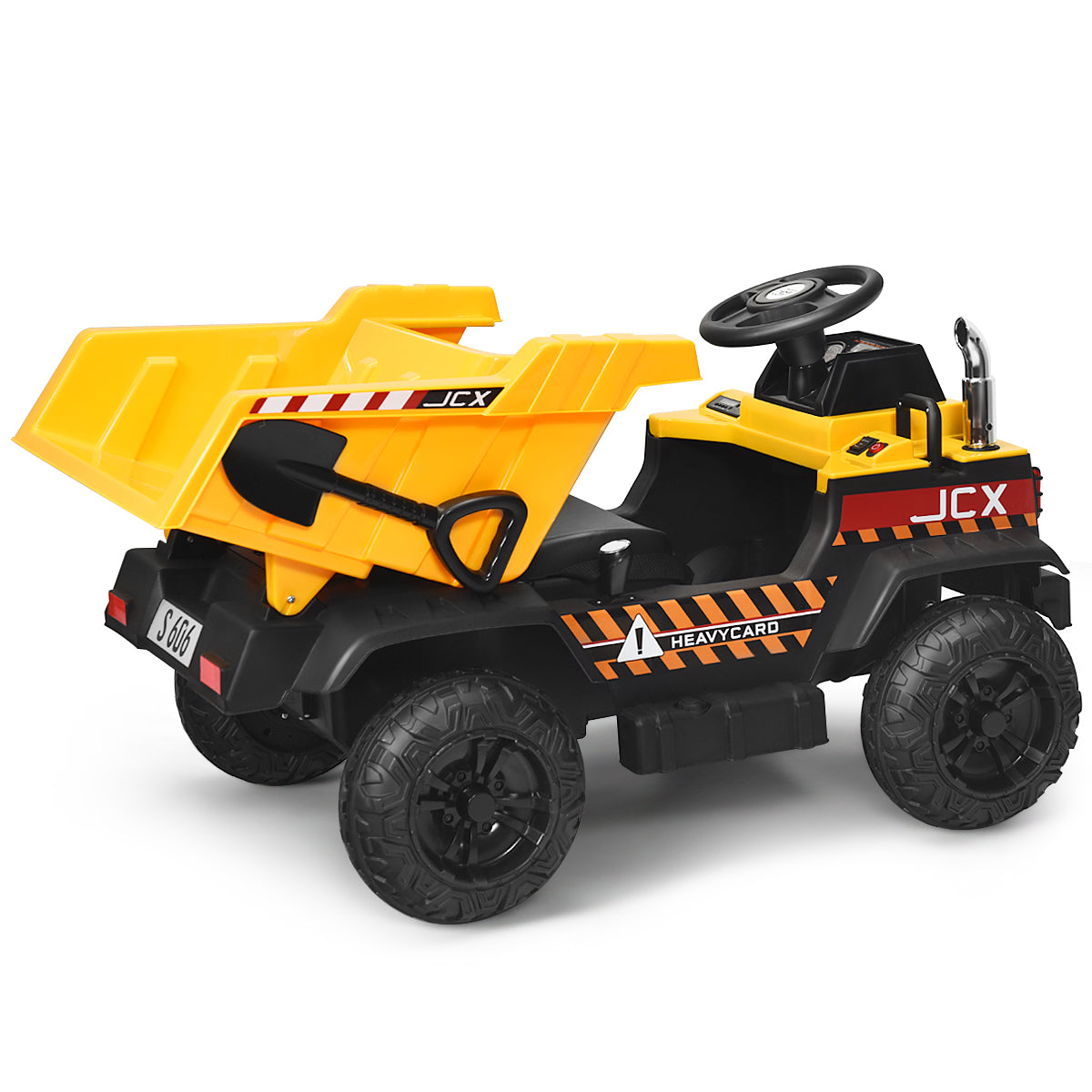 12V – barntraktor med elektrisk bakskyffel och fjärrkontroll lampor+musik+radio för från år – 3 – Gul