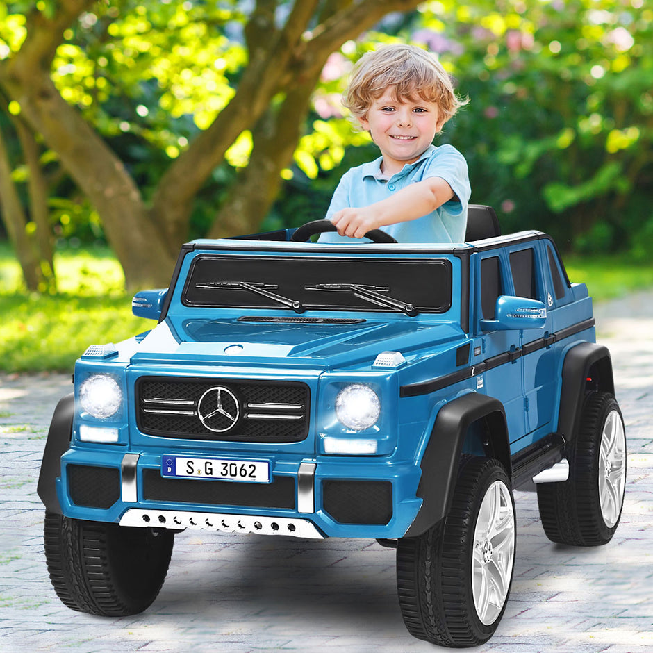 V – licensierad Mercedes Benz Maybach batteridriven jeep med fjädring – 12 115 x 67 x 57 cm – Blå