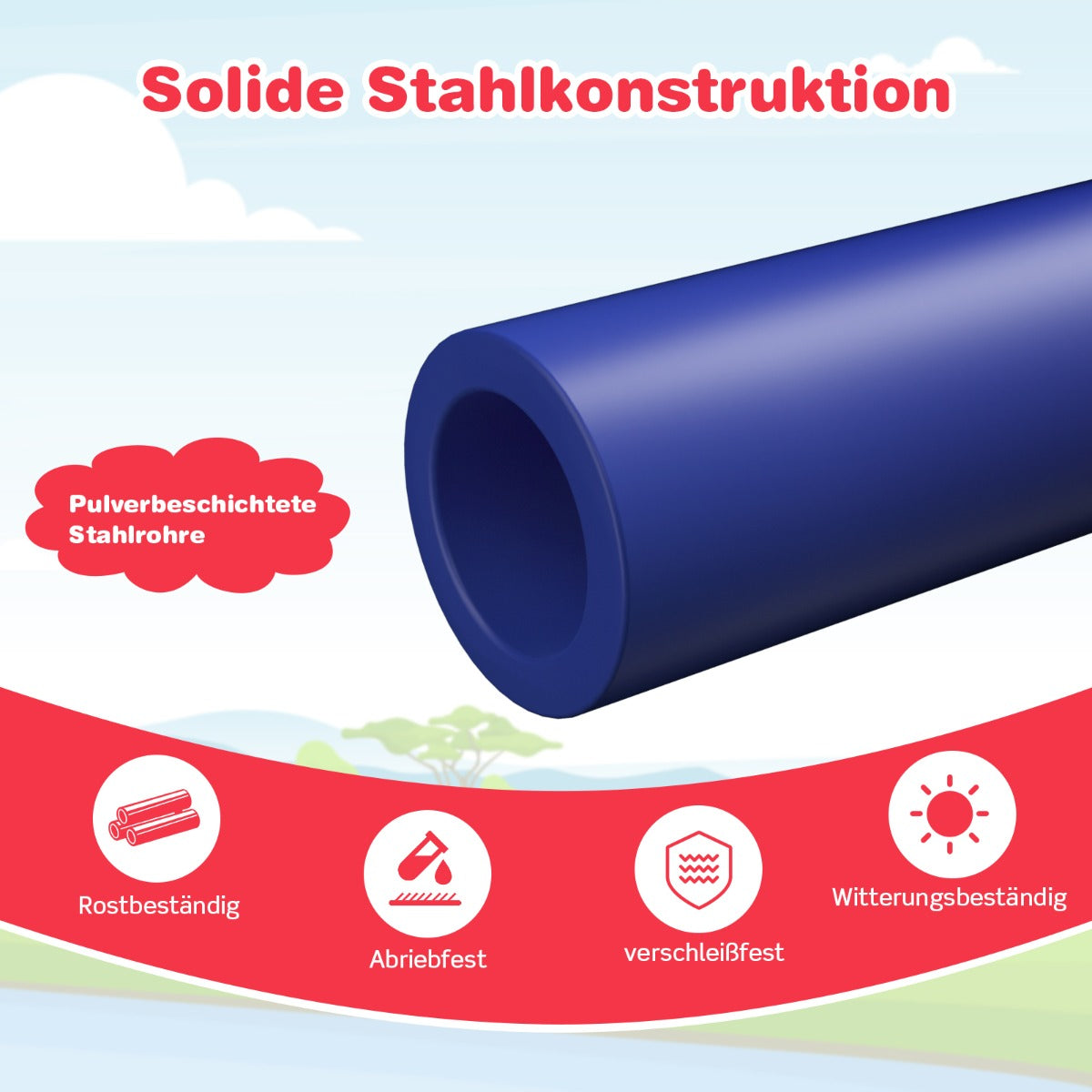 Klätterkupol – och rutschkana klätterställning i kupolform – 241,5 x 183 x 91,5 cm – Röd