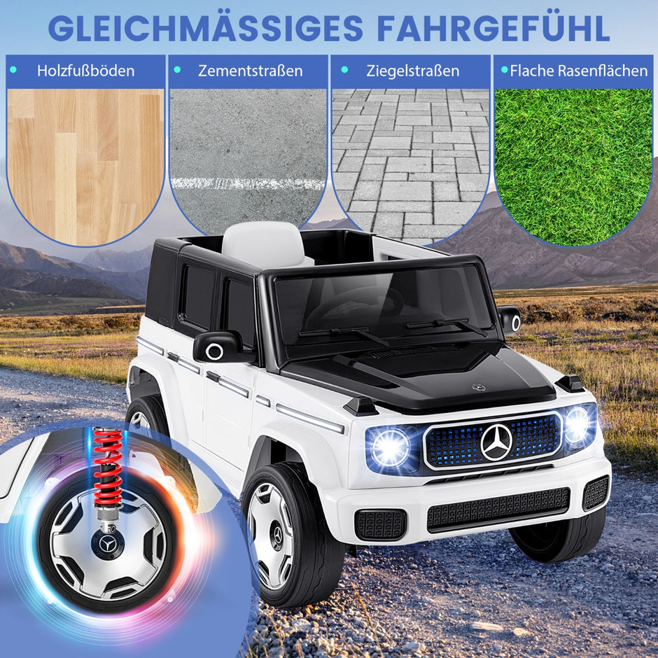 Mercedes – Benz elbil för barn med 2,4G fjärrkontroll och strålkastare 12V elfordon – Vit