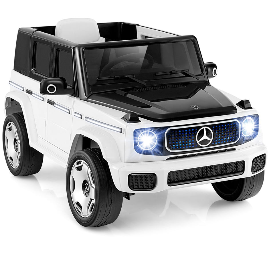 Mercedes – Benz elbil för barn med 2,4G fjärrkontroll och strålkastare 12V elfordon – Vit