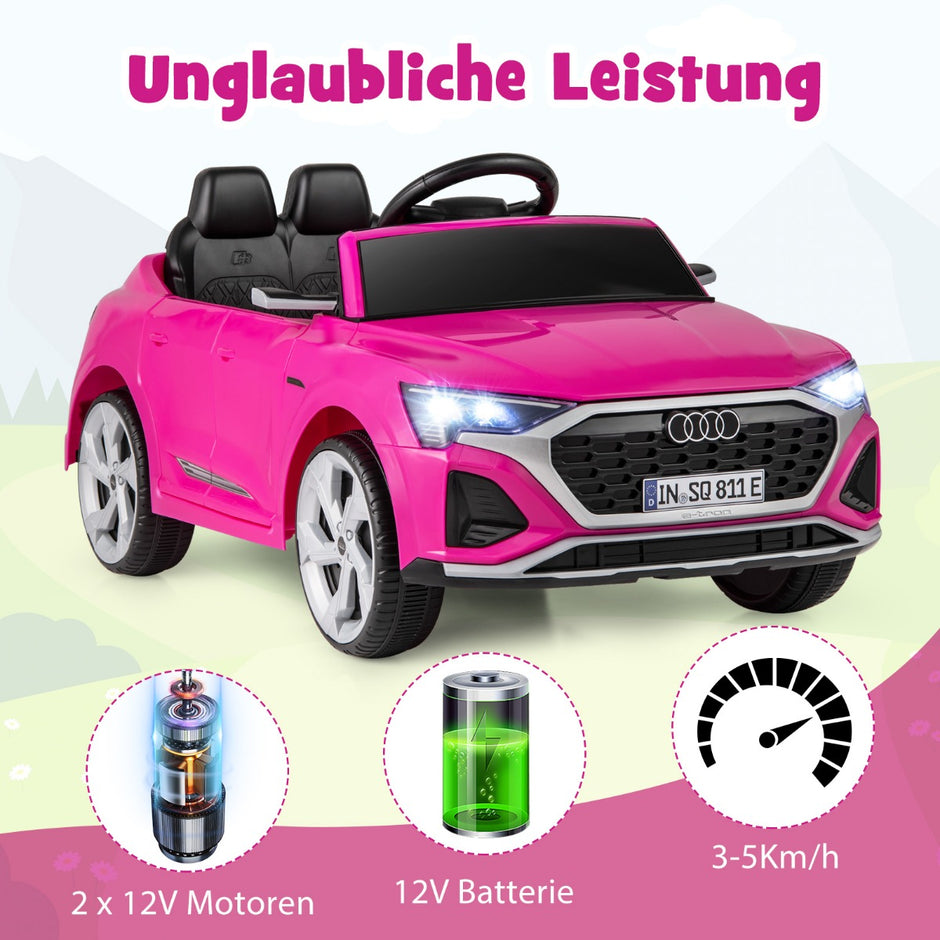 Licensierad – Audi SQ8 Barnbil 12V elfordon med fjärrkontroll – Rosa