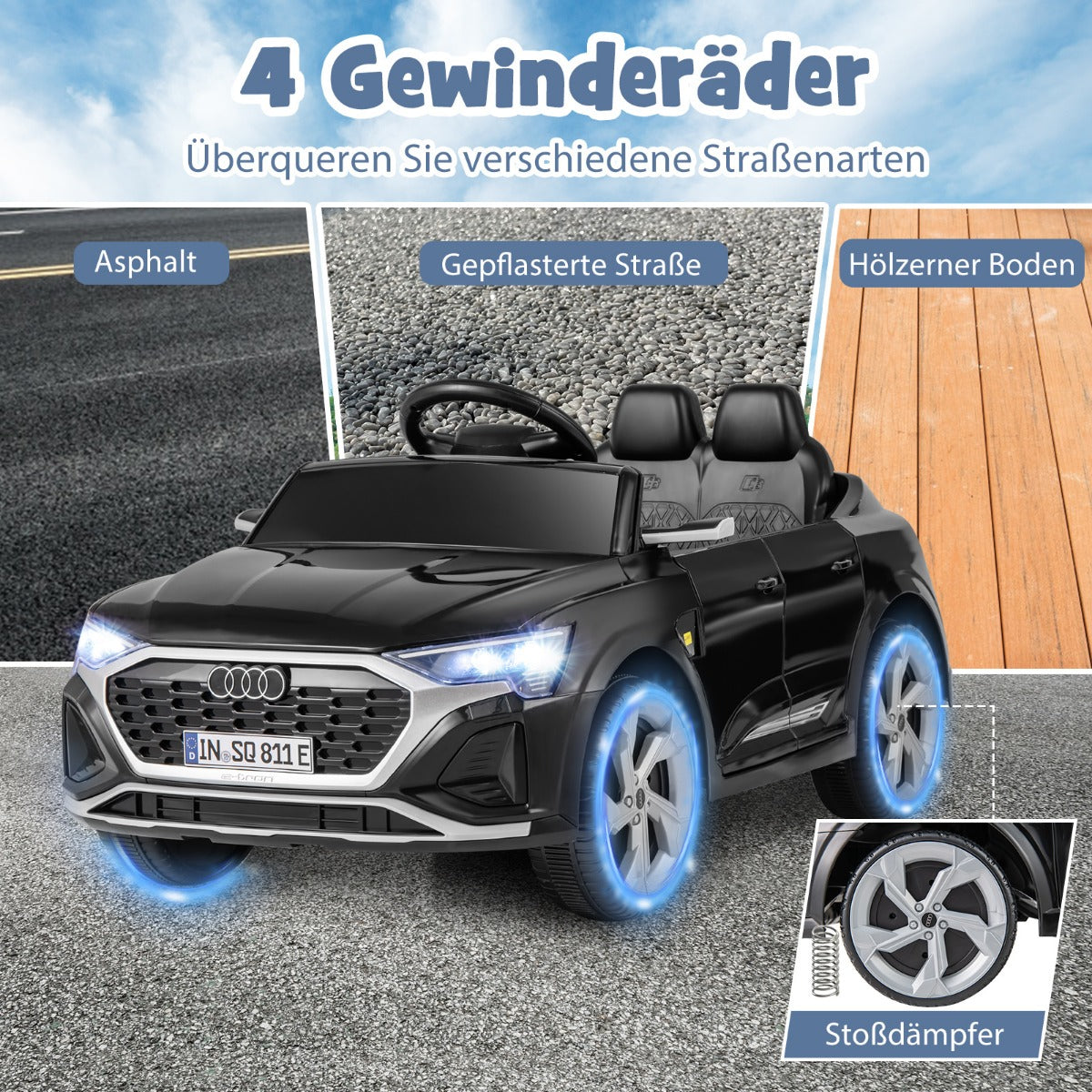 Licensierad – Audi SQ8 Barnbil 12V elfordon med fjärrkontroll – Svart