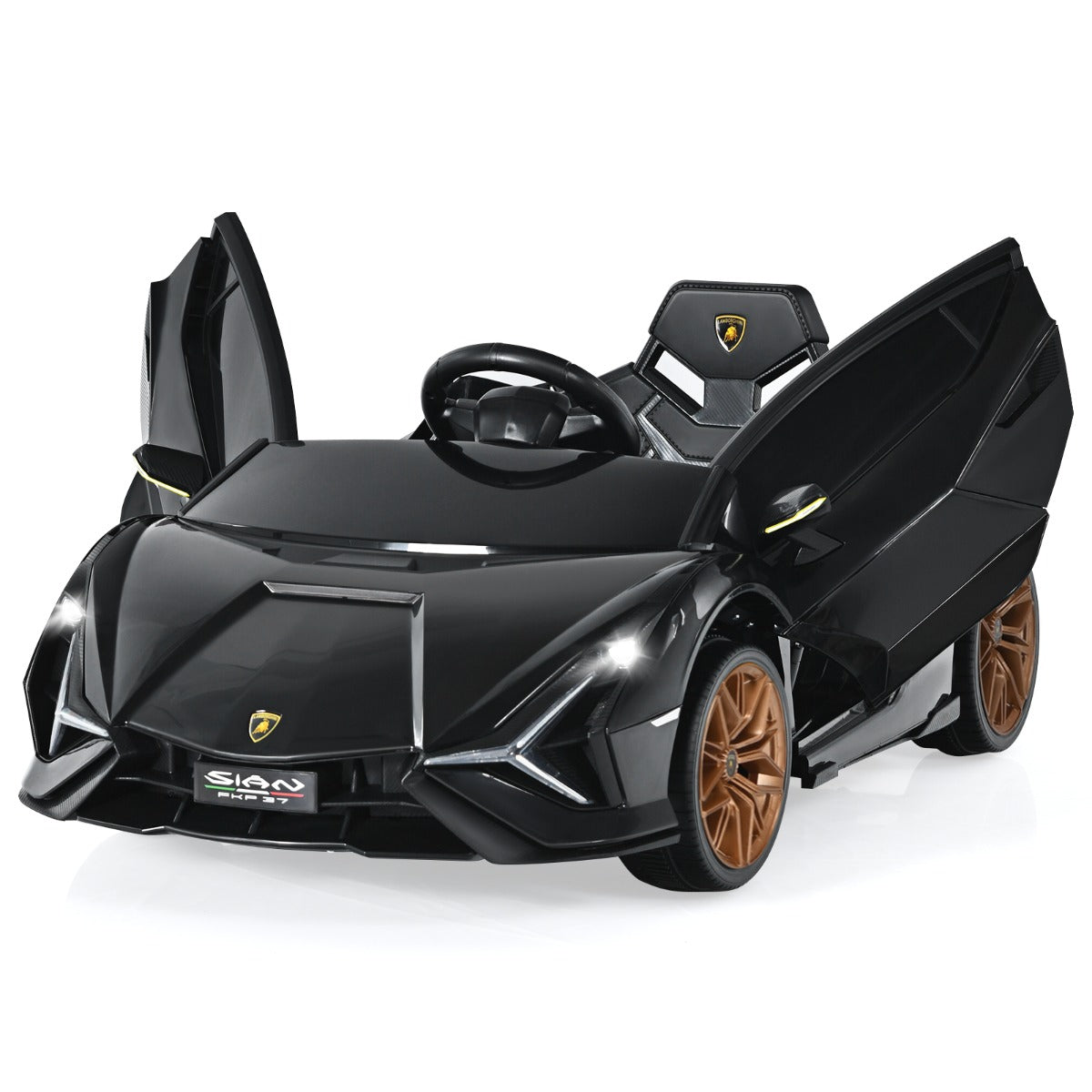 12V – barnbil med fjärrkontroll Barnfordon för – 108 x 64 x 41 cm – Svart