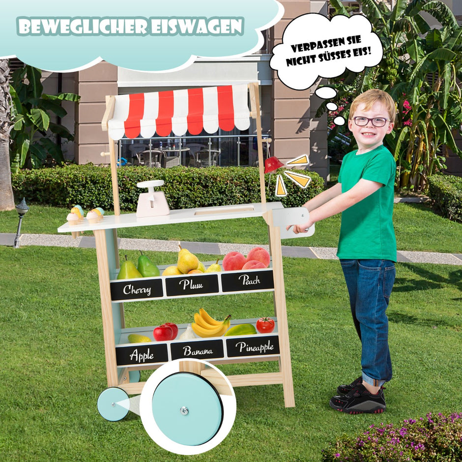 Glassbil – för barn med mathyllor Leksaksaffär – Blå