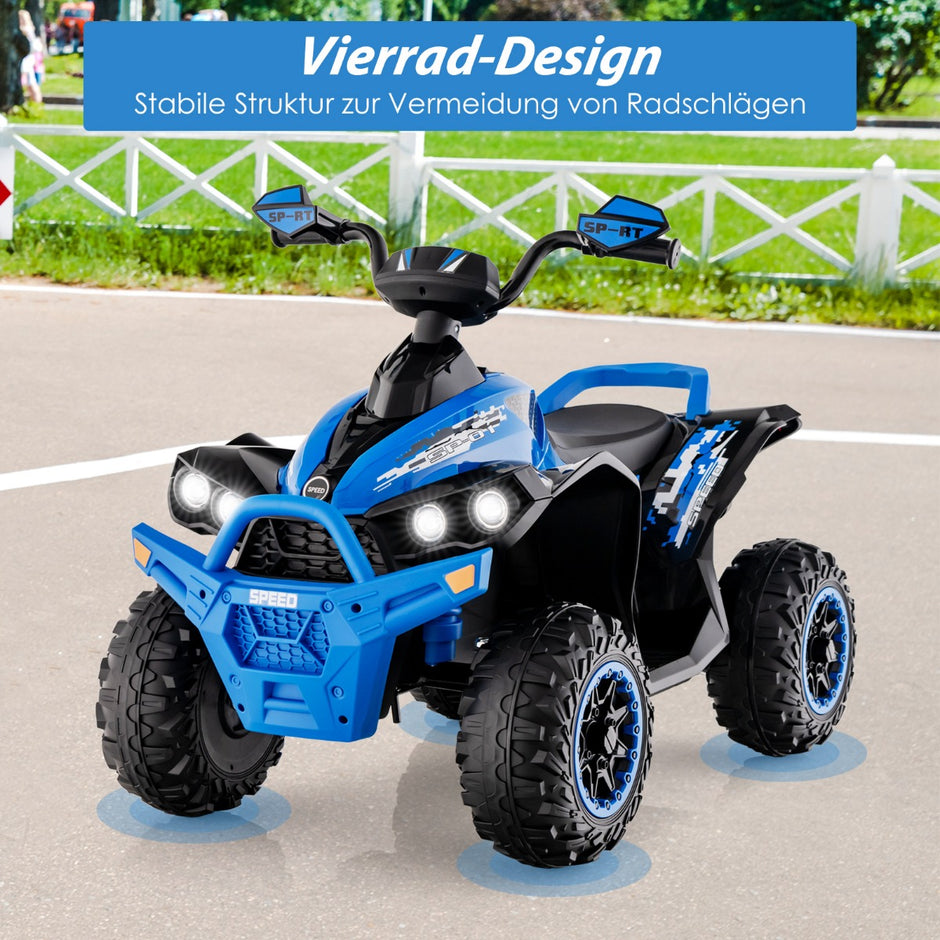 12V – Electric Kids Quad med musikhorn och LED strålkastare Blue – Blå