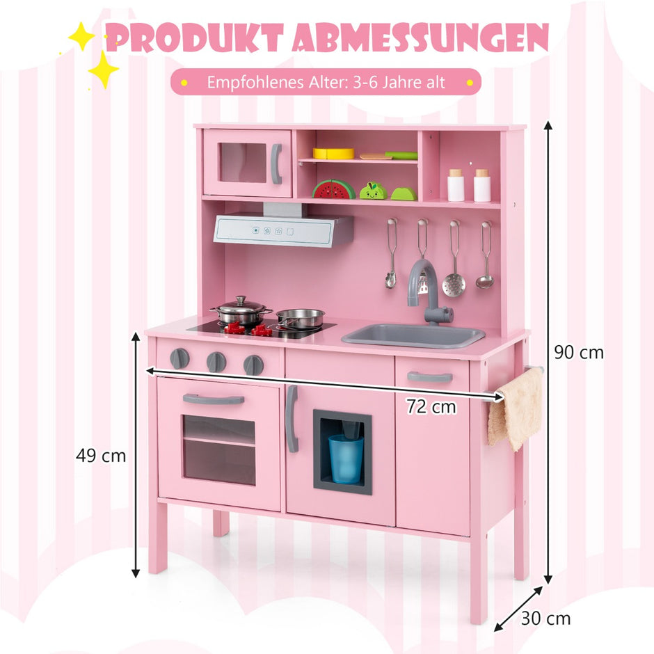 Barn – Kök Lek Set Trä med Mikrovågsugn – 72 x 30 x 90 cm – Rosa