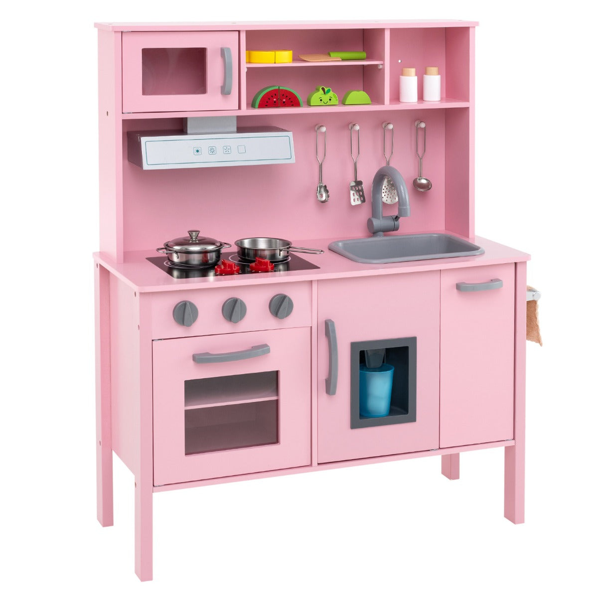 Barn – Kök Lek Set Trä med Mikrovågsugn – 72 x 30 x 90 cm – Rosa