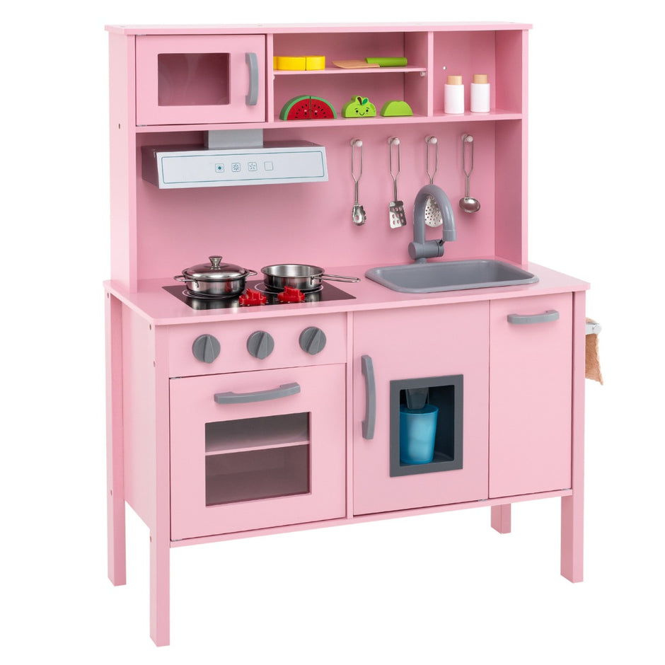 Barn – Kök Lek Set Trä med Mikrovågsugn – 72 x 30 x 90 cm – Rosa