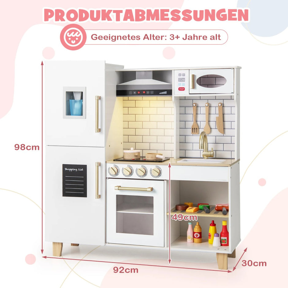 Barnkök – med glassmaskin, köksfläkt och tavla Lekskök Träkök Vitt – Vit