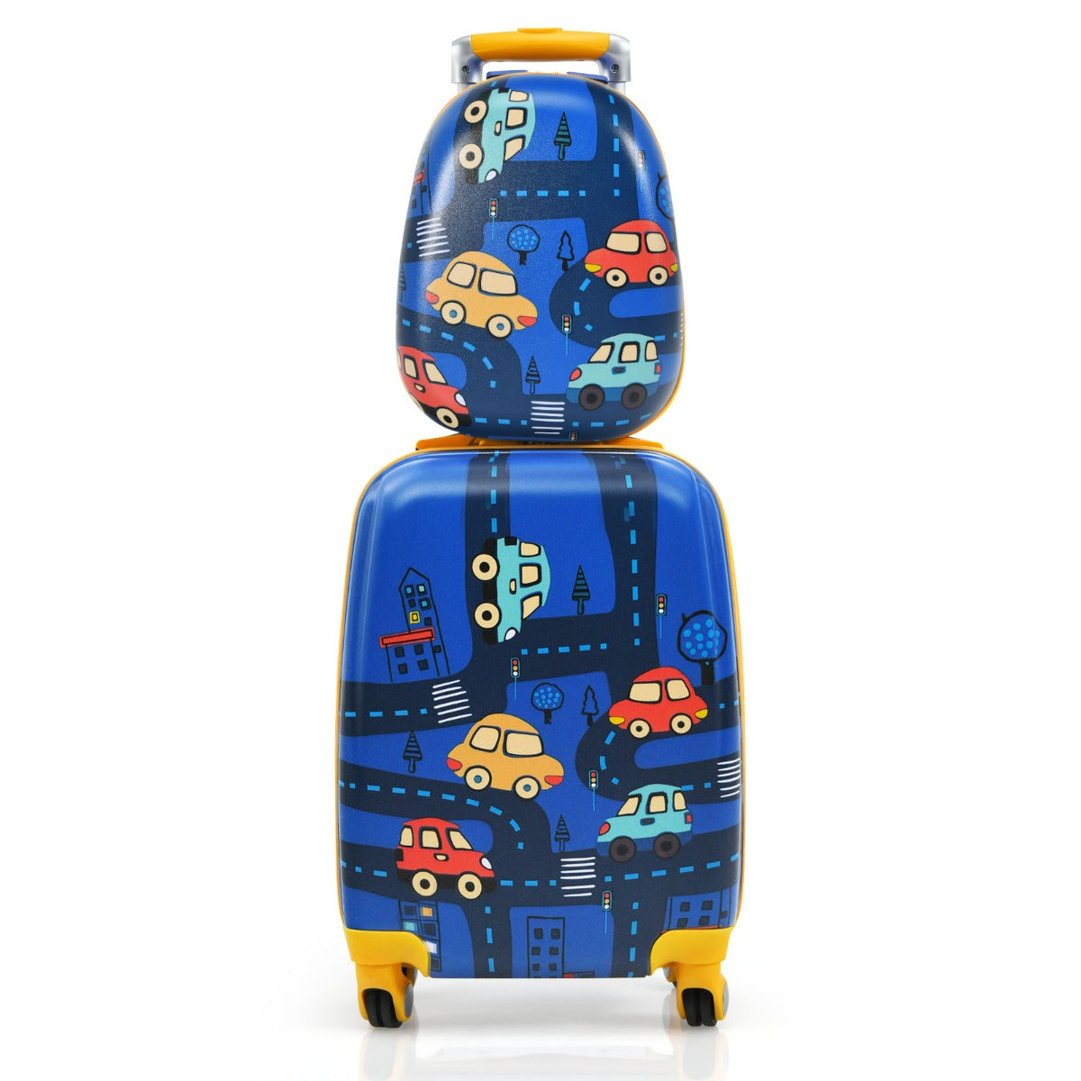 delat – barn resväska set hårt skal och ryggsäck – 2 33 x 22 x 51 cm – Mörkblå