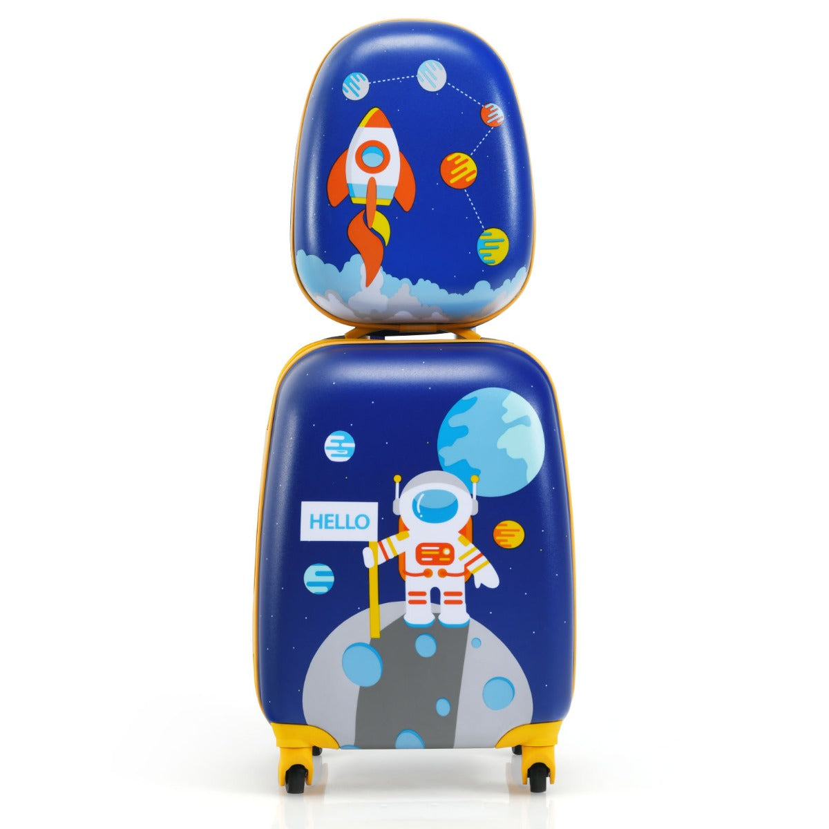 delat – barn resväska set med astronautmönster ryggsäck och – 2 27 x 20 x 43 cm – Mörkblå