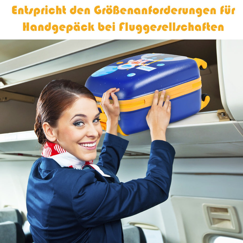 delat – barn resväska set med astronautmönster ryggsäck och – 2 27 x 20 x 43 cm – Mörkblå