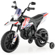 Aprilia – Elektrisk barnmotorcykel med träningshjul och musik strålkastare 12V – Vit