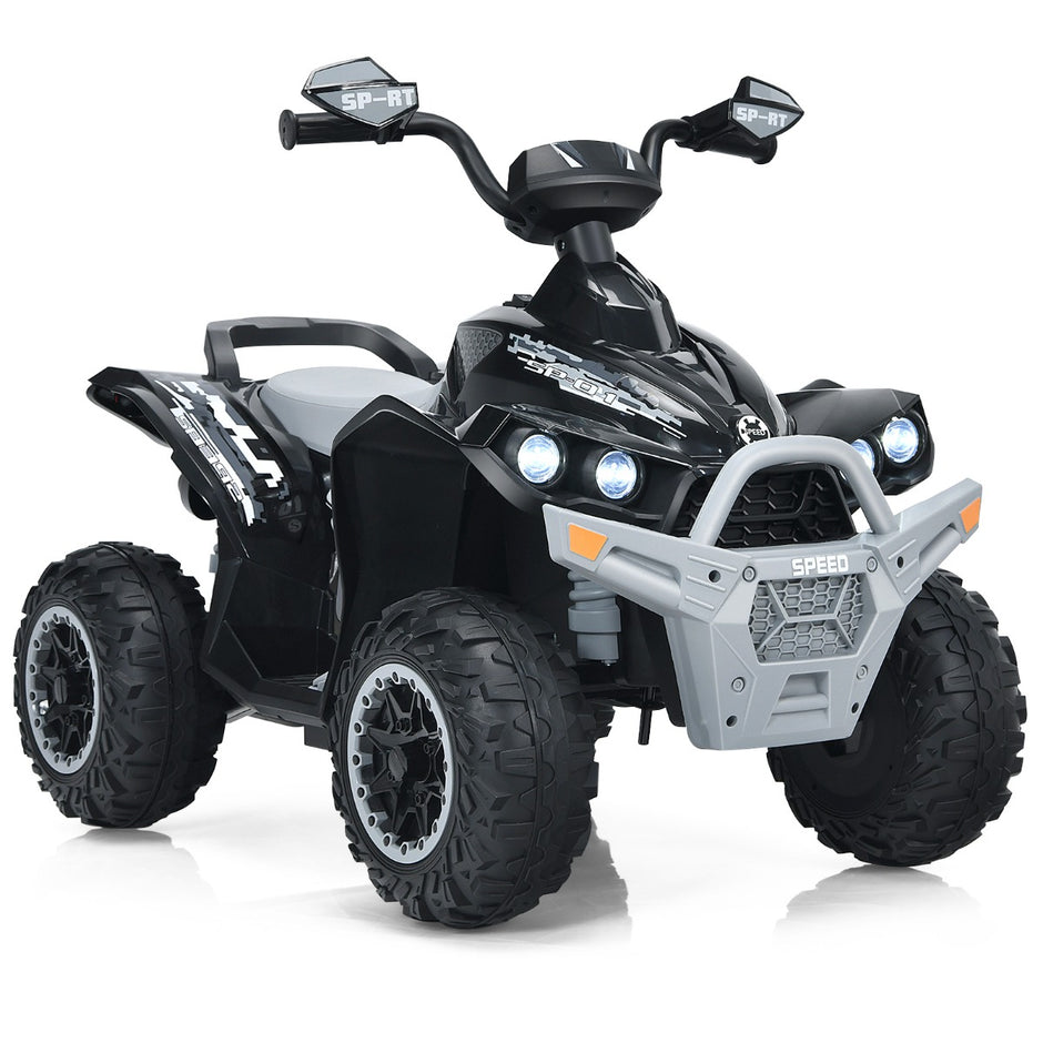 12V – Electric Kids Quad med musikhorn och LED strålkastare Black – Svart
