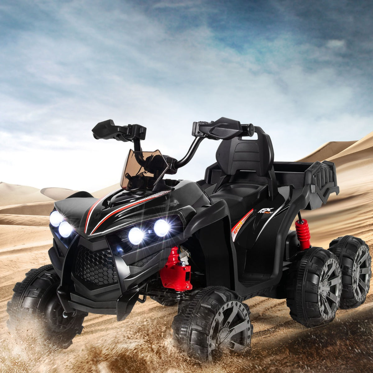 12V – Electric Kids Quad med förvaringsutrymme och LED lampor Mini km/h – 3-6 – Svart