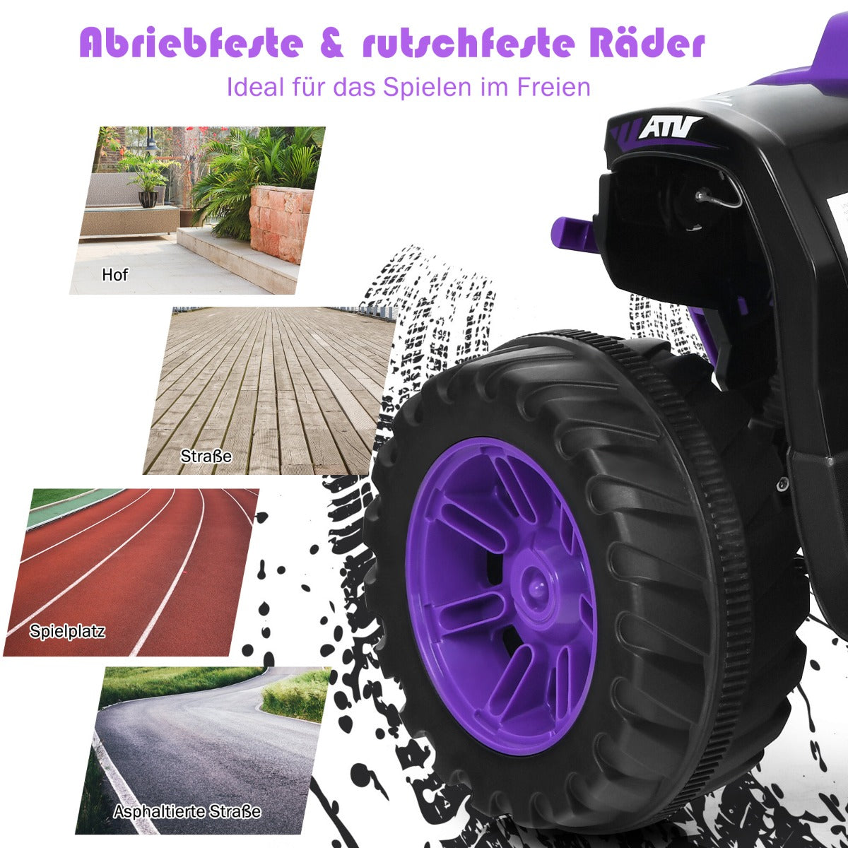 12V – Electric Kids Quad med Strålkastare Mini Musik och Horn – Lila