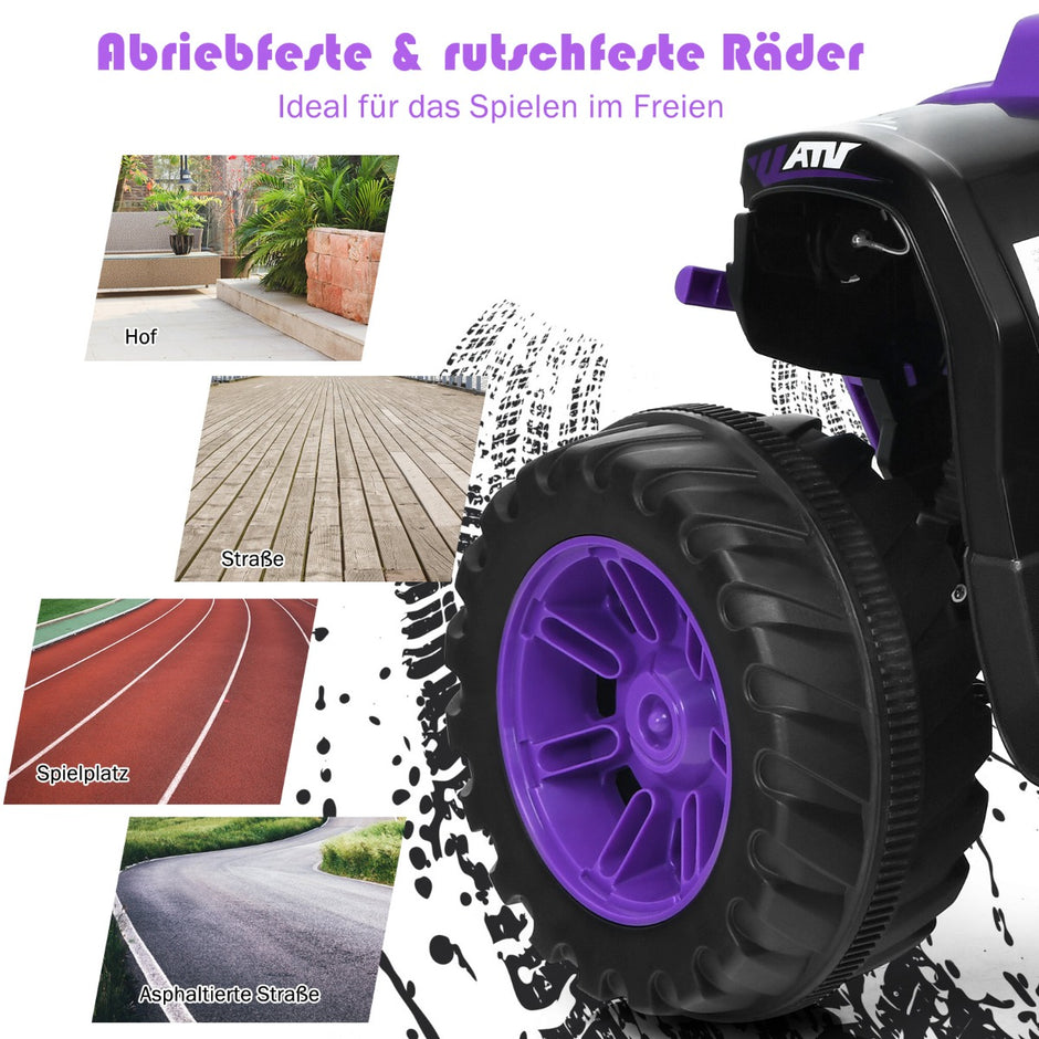 12V – Electric Kids Quad med Strålkastare Mini Musik och Horn – Lila