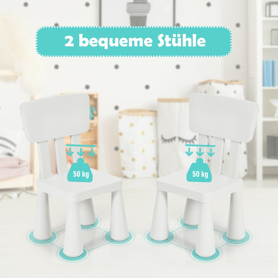 stycken – Barnsittgrupp Barnbord med stolar Barnmöbler av plast – 3 2 – Vit