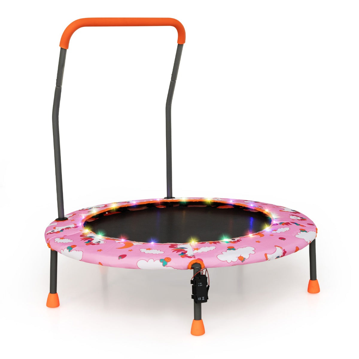 Barnstudsmatta – Ministudsmatta med LED belysning Avtagbart handtag – Ø 92 cm – Rosa