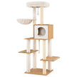 Hög – Modern Klösställ med Sisal Klöstolpe och Hus Korg Kattställ – 148 cm – Natur