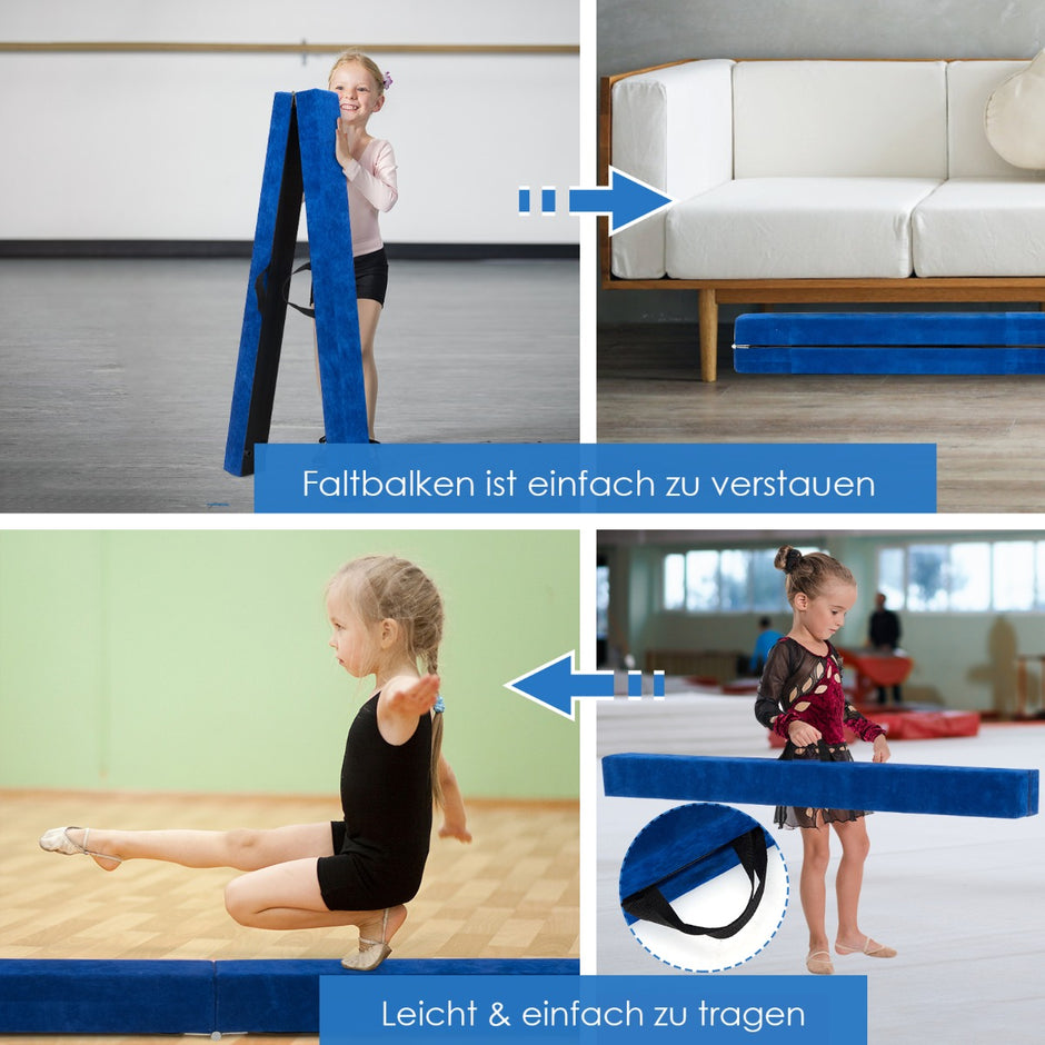 Balansbalk – Gymnastikträning Vikbar Slitstark Fitness – 2,1 m – Blå