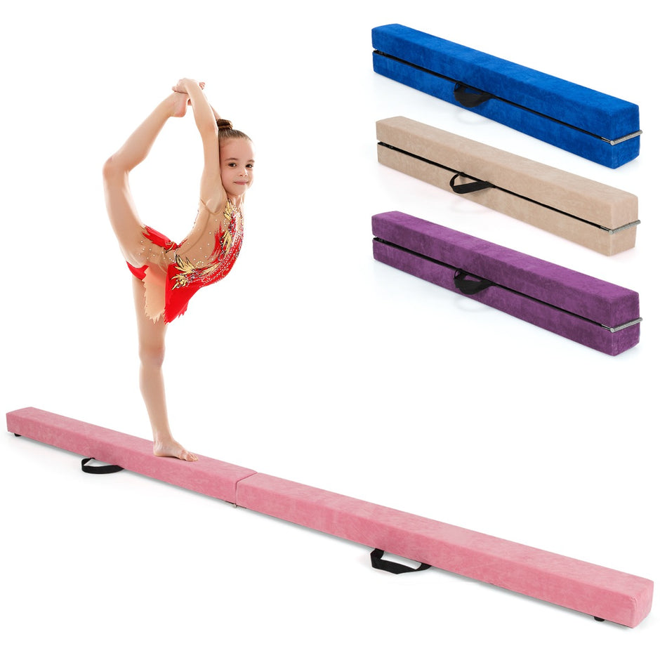 Balansbalk – Gymnastikträning Vikbar Slitstark Fitness – 2,1 m – Rosa