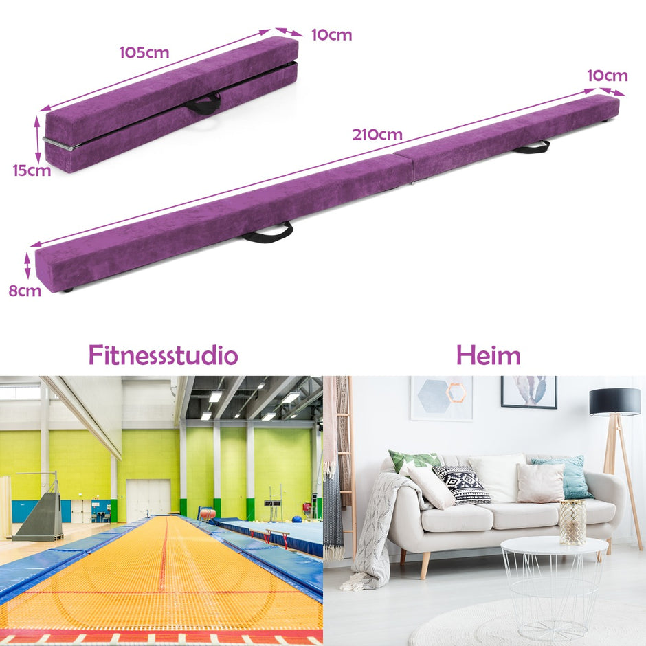 Balansbalk – Gymnastikträning Vikbar Slitstark Fitness – 2,1 m – Lila