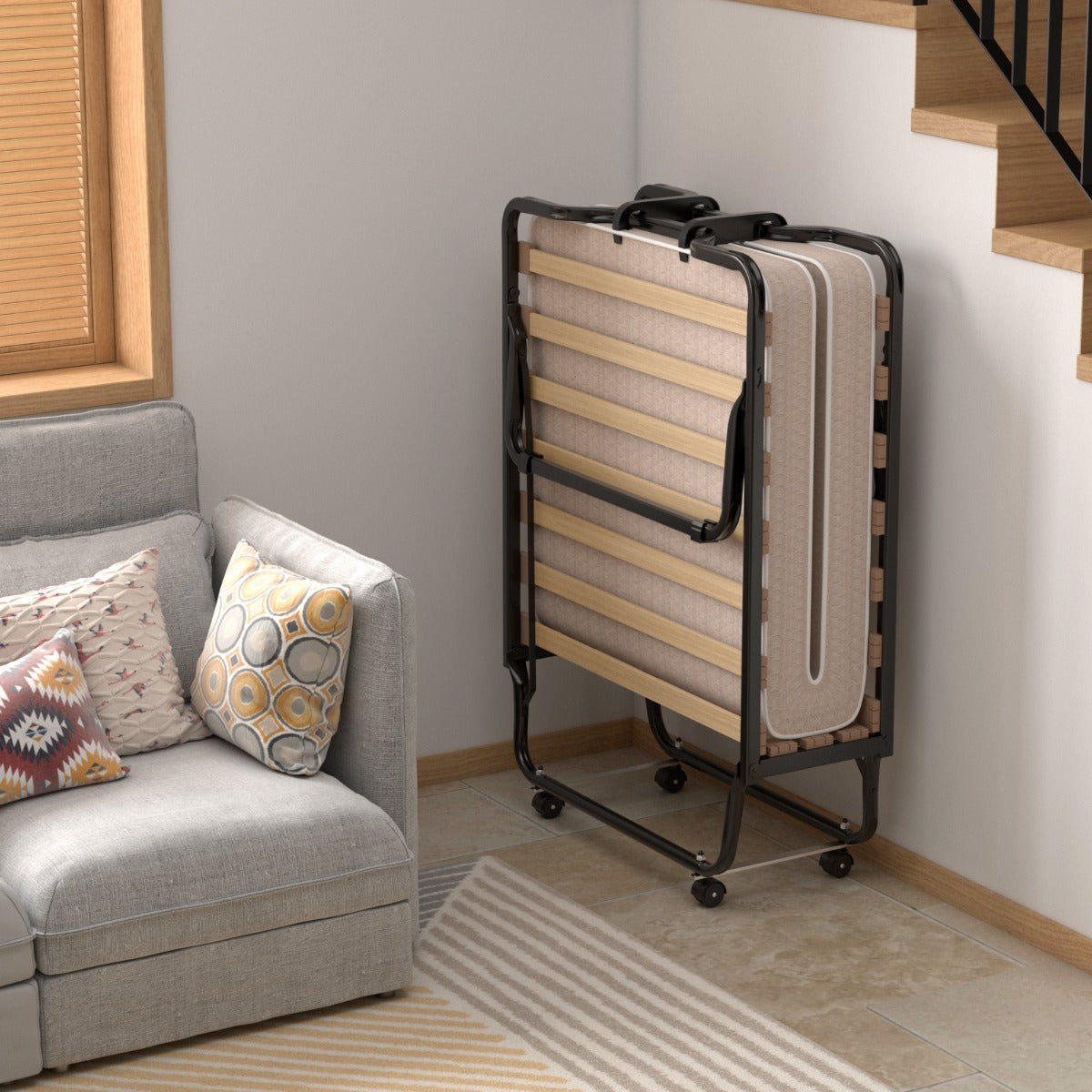 Hopfällbar – gästsäng med Memory Foam Madrass Tillverkad i Italien Ursprung: – 80 x 200 cm – Beige