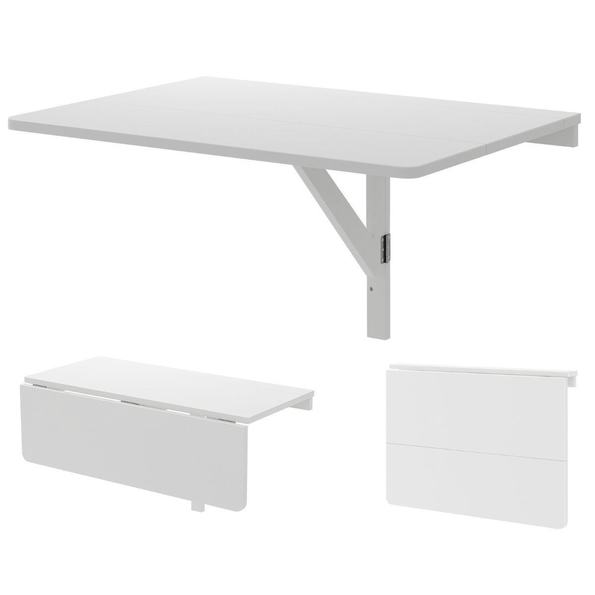 Väggmonterat – hopfällbart bord Platsbesparande – 80 x 60 cm – Vit