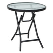 Uteplats – matbord Runt glasbord med härdat glasskiva – 46,5 x 46,5 x 47,5 cm – Svart