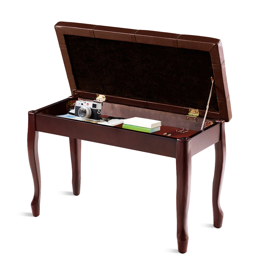 Pianobänk – med musikfack Pianopall av massivt trä – 75 x 35 x 49 cm – Brun