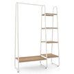 Klädställ – i metall med hyllor Modern bärbar garderob Organizer Natural – 4 – Natur