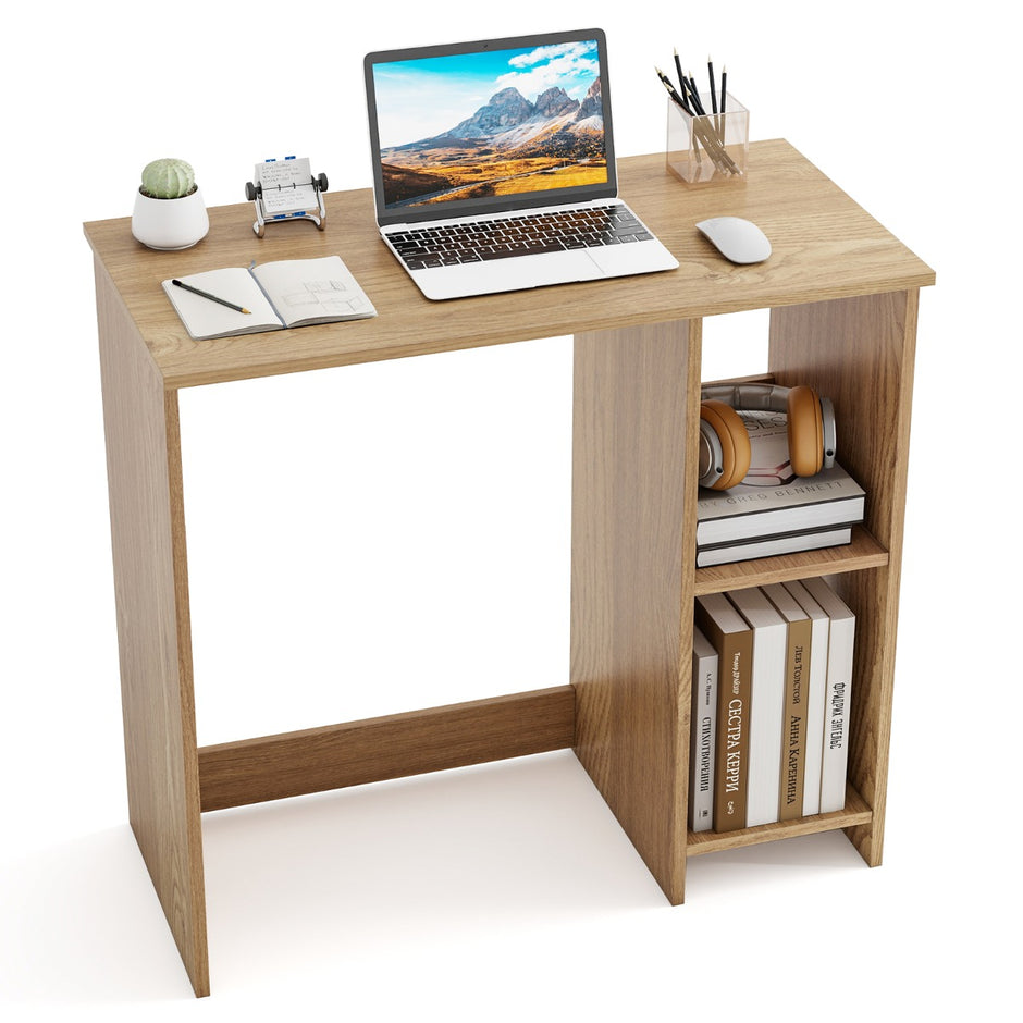 Litet – skrivbord med fack Kontorsbord PC – 2 80 x 40 x 74 cm – Natur