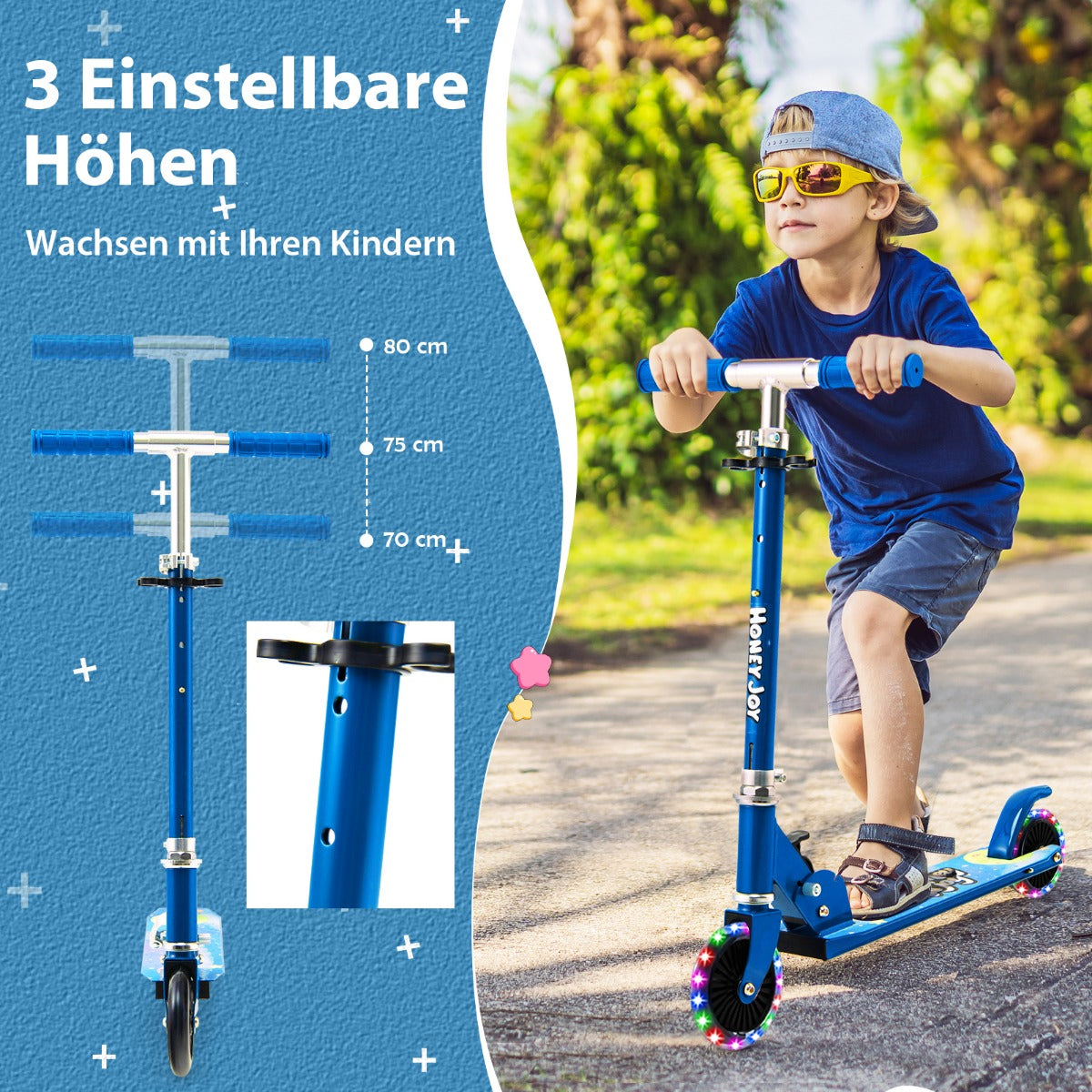 Barnskoter – hjulig med blinkande hjulstativ och Cruise Toddler Toy – 2 – Blå